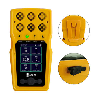 পোর্টেবল মাল্টি গ্যাস বিশ্লেষক 6 ইন 1 EX CO2 CO2 O2 NO2 H2S VOC NH3 6 পাম্প সহ গ্যাস ডিটেক্টর