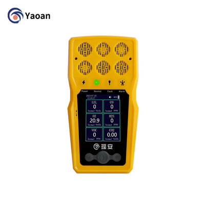সিই ATEX 6 ইন 1 পোর্টেবল গ্যাস ডিটেক্টর CO CO2 H2S CL2 NH3 CH4 NO2 H2 মাল্টি গ্যাস ডিটেক্টর